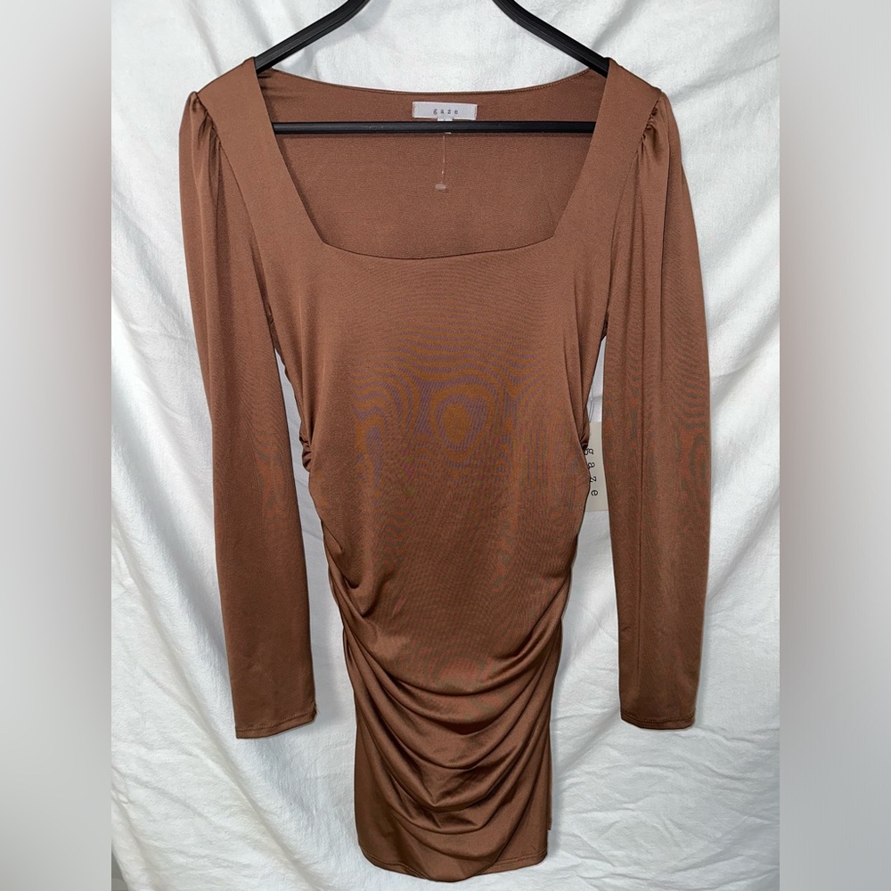 NWT - Long Sleeve Bodycon Nude Dress - L